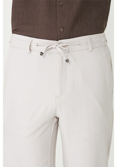 Açık Gri Modern Kesim Bağcıklı Smart Casual Jogger Pantolon A.Gri