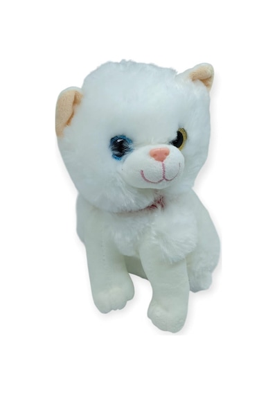 Sesli Peluş Kedi Van Kedisi 25 Cm - Beyaz - 1 Adet Çok Renkli