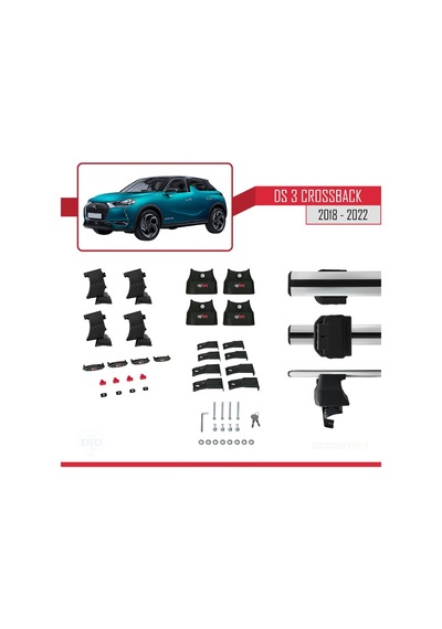 Ds 3 Crossback 2018-2022 Arası İle Uyumlu Ace-4 Ara Atkı Tavan Barı Gri