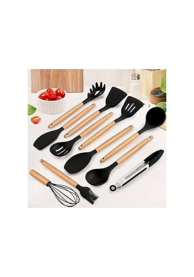 Nannoo Then Silikon Spatula Mutfak Seti 11 Parça Siyah Diğer