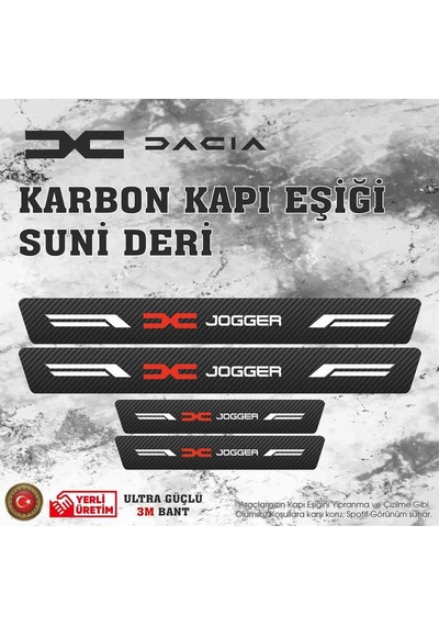 Dacia Jogger Uyumlu Deri Karbon Kapı Eşiği Koruyucu Bant 4 Adet