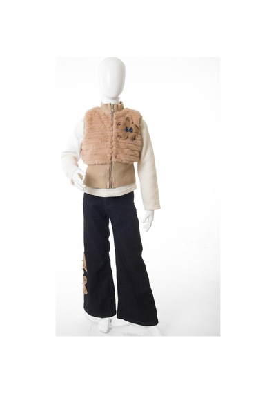 Xo Kids Kız Çocuk Folarlı 3lu Alt Üst Takım 7-14 Yaş 3907-4907 Bej