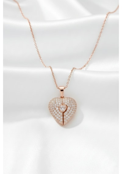 Çekirdekjewelry 925 Ayar Gümüş Kişiye Özel Kalp Kolye Rose