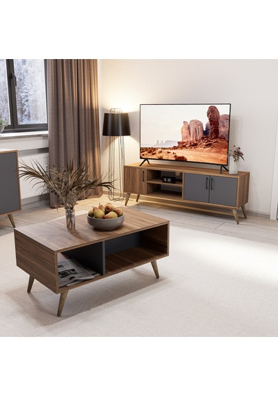 Mezza Set 1580-2070-1620 Exxen (Ahşap Ayaklı) Tv Ünitesi - Orta Sehpa - Konsol Seti Ürgüp - Antrasit Mezza Set 1580-2070-1620 Exxen (Ahşap Ayaklı) Tv Ünitesi - Orta Sehpa - Konsol Seti Ürgüp - Antrasit