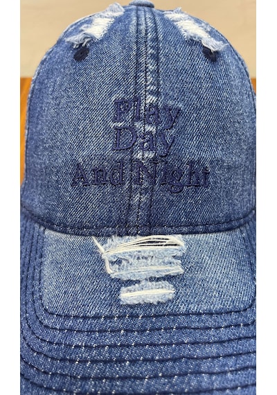 Denim Jean Kot Kumaş Vintage Yıkamalı Unisex Cap Şapka Indigo - Mavi