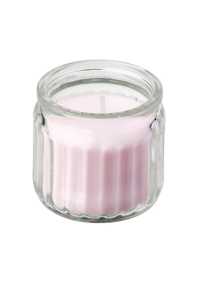 Ikea Lugnare Cam Kaplı Kokulu Mum 5 X 5 Cm Yasemin - Armut - Zencefil - Vadinin Zambağı Pembe - Şeffaf Çok Renkli