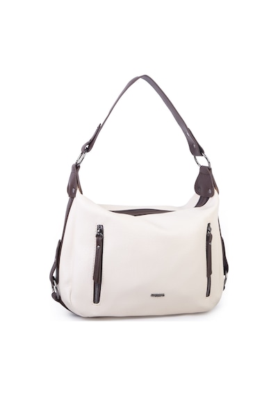 Nas Bag Çok Gözlü Kadın Omuz Ve Çapraz Çanta 33x25 Cm Krem Kahve Victoria
