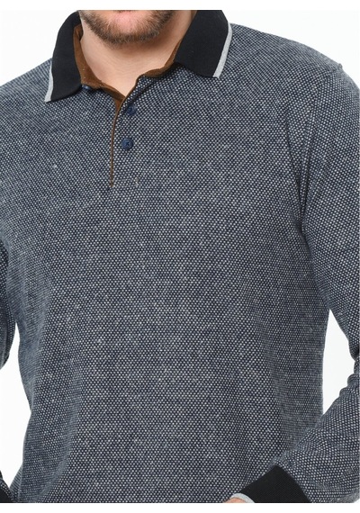 1038 Dewberry Erkek Sweatshırt-noktalı Lacivert