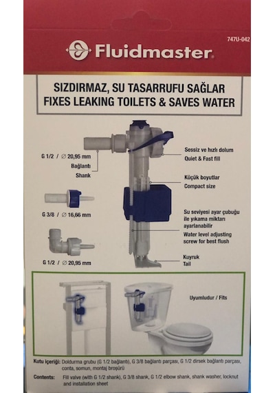 Fluidmaster VitrA.Kale.Serel.Creavit.Bocci Uyumlu Flatör Beyaz