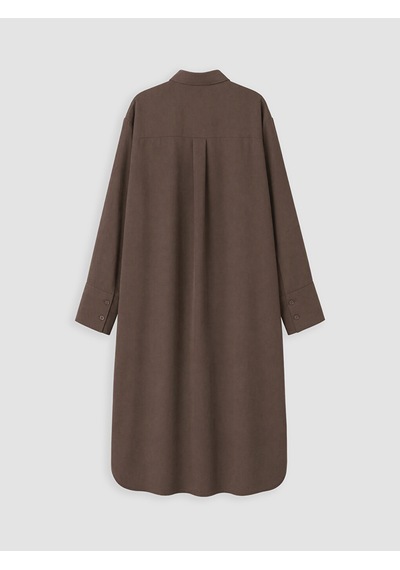 Lcw Modest Kahverengi Modal Karışımlı Oversize Kadın Gömlek Tunik