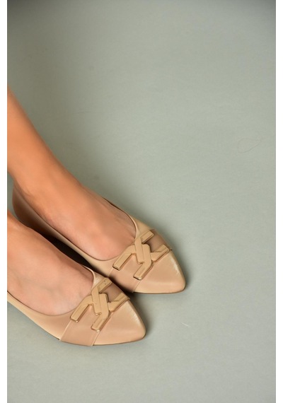Fox Shoes U820048704 Ten Kumaş Sivri Burun Kadın Babet Ten-kumaş Ten
