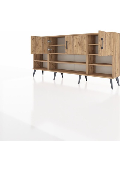Arges Konsol 9 Raflı 3 Kapaklı 176x30x83 Çam-çam/antrasit Çam/antrasit Arges Konsol 9 Raflı 3 Kapaklı 176x30x83 Çam-çam/antrasit Çam/antrasit