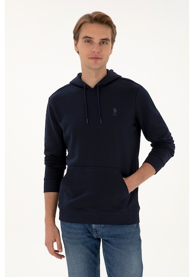 U.S. Polo Assn. Erkek Regular Fit Kapüşonlu Lacivert Basic Sweatshirt 50313720-VR033