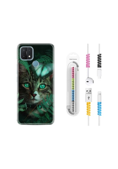 Oppo A15S Kılıf Kablo Koruyuculu Blue Butterflys 1350