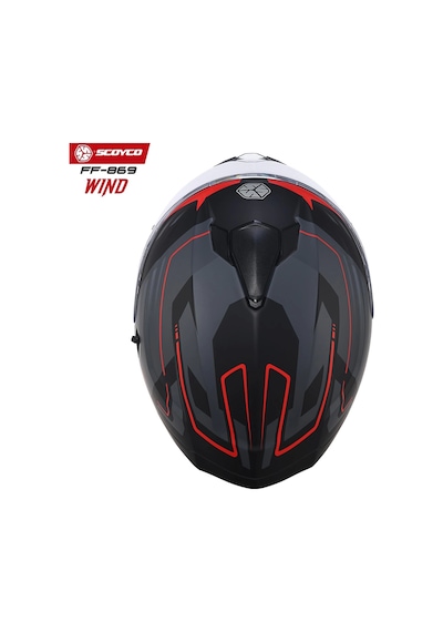 Scoyco FF-869 Wind Güneş Vizörlü Kapalı Kask Gri - Kırmızı - Mat Siyah