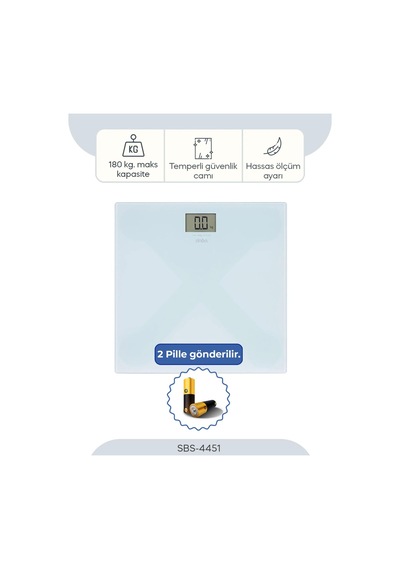 Sınbo Sbs-4451 Dijital Cam Baskül 180 Kg Kapasiteli, Lcd Ekranlı,