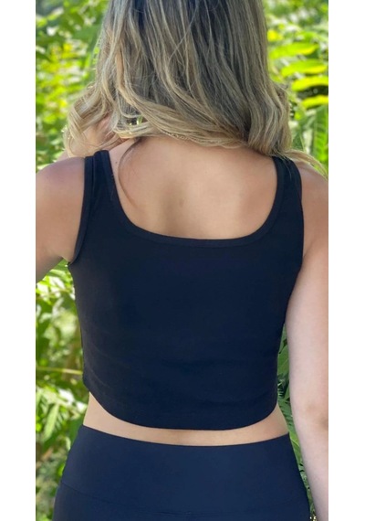 Afri Kadın Siyah Basic Ribana Atlet Crop Likralı Spor Üst Siyah