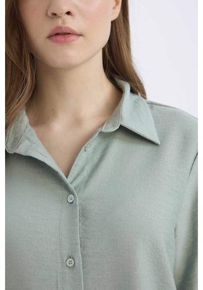 DeFacto Regular Fit Basic Düz Uzun Kollu Gömlek C3819AX25SPGN1110