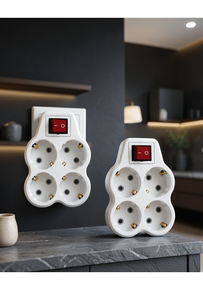 4'lü Duvar Prizi Çoğaltıcı Kablosuz Anahtarlı Set Model Diğer