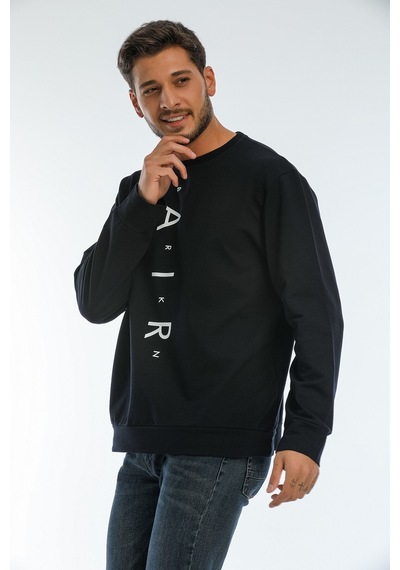 Erkek Bisiklet Yaka Regular Fit Air Baskılı Sweatshirt Spr22sw13 001
