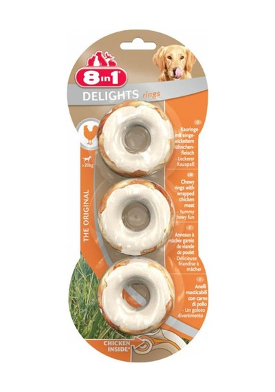 8in1 Delights Rings Tavuklu Köpek Çiğneme Halkaları 3 Lü 119 Gr