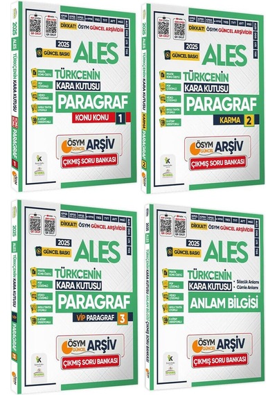 2025 Ales Türkçenin Kara Kutusu Ösym Çıkmış Soru Bankası 4lü Set Konu Özetli Video/pdf Çözümlü