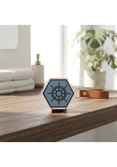 Denizcilik Temalı Masaüstü Aksesuarı Çalışma Masalarınız İçin Özgün, Modern Ve Şık Bir Dekoratif Seçenek 10x10 Cm, Gök Mavi