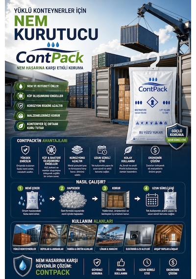 Contpack Askısız Konteyner Depo Nem Alıcı Rutubet Engelleyici