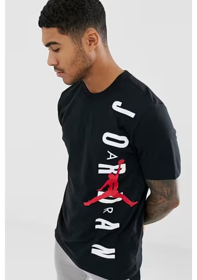 Nike Jordan Jumpman Vertical Air Stretch Crew Tee Erkek Logolu Tişört Siyah Gri