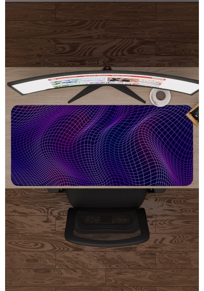 Vaporwave Grid Kaymaz Dikişli Kauçuk Oyuncu Mousepad V3 - 90x40 Xxl Gaming Mouse Pad Fare Altlığı