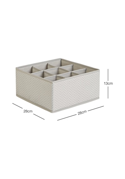 Ocean Home Textile 9 Bölmeli Petek Gri Balıksırtı Çekmece İçi Düzenleyici Kutu 28 x 28 x 13 cm