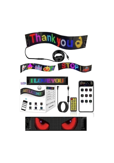 37 Cm Led Panel Yazı Yazan Telefon Kontrollü Led Ekran Kamyon Otobüs İş Yeri Araba Cam Duvar