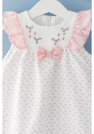 Babymod Kız Bebek Elbise Çiçek Desenli Fiyonklu Bebek Elbise 001