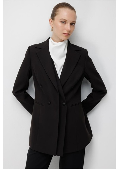 Mizalle Siyah Kruvaze Blazer Ceket