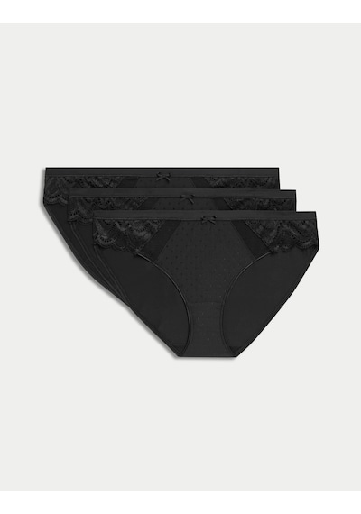 Marks & Spencer 3'lü Amelia Dantelli Bikini Külot Seti T61005760N Siyah