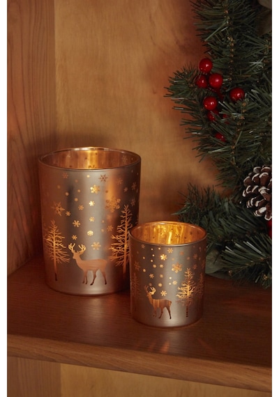 Karaca Home New Year Yılbaşı 24 Helena Gold Cam Mumluk 7x7,8 Cm 153.09.01.1720