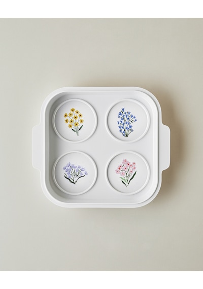 English Home Floral Garden Melamin 4'lü Kahvaltılık 24,5x21,5 Cm Renkli Çok Renkli