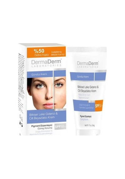 Dermaderm Bitkisel Cilt Lekelerine Karşı Beyazlatıcı SPF 50+ Gündüz Bakım Kremi 100 G