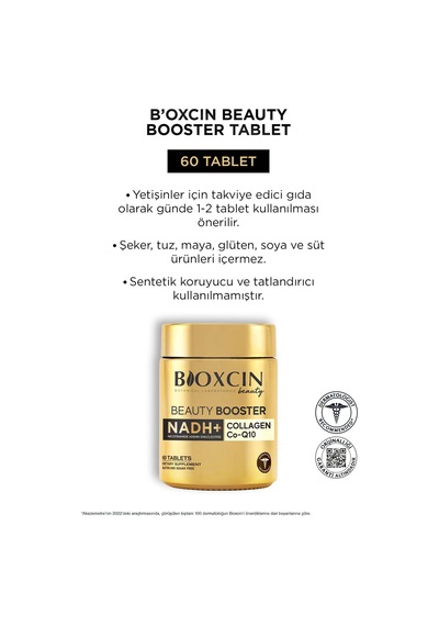Bioxcin Beauty Booster 60 Tablet - Kolajen Nadh+ Co Q10 Glutatyon Biotin Astaksantin Resveratrol Hya Asit.