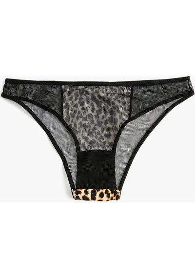 Koton Leopar Desenli Brief Külot Siyah Desenli 4wlk30198mk 4WLK30198MK9D9 Siyah