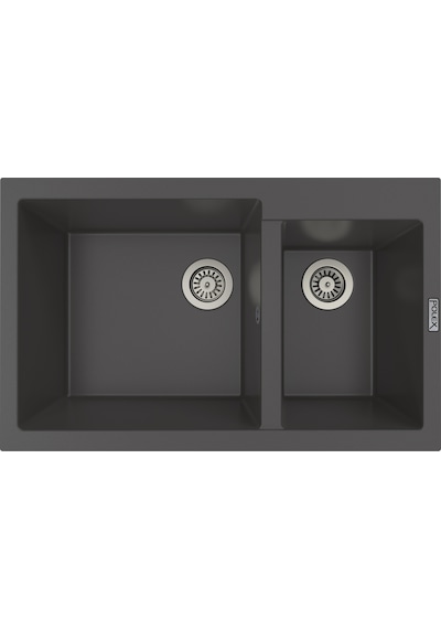 Polex Cristalüx Granit Evye P-1.75 Antrasit 1.5 Gözlü Tezgah Altı Ve Tezgah Üstü Mutfak Evyesi 81x50.5 CM