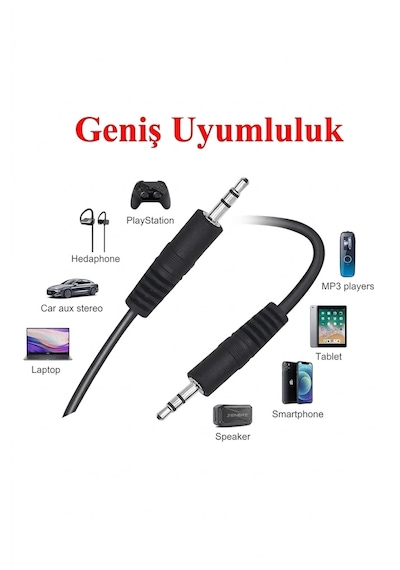 1.5 Metre 1.5mt 3.5mm Aux Kablo Erkek To Erkek Bilgisayar Macbook Mp3 Araba Tv Cep Telefonu Hoparlör Uyumlu Aux Ara Kablosu