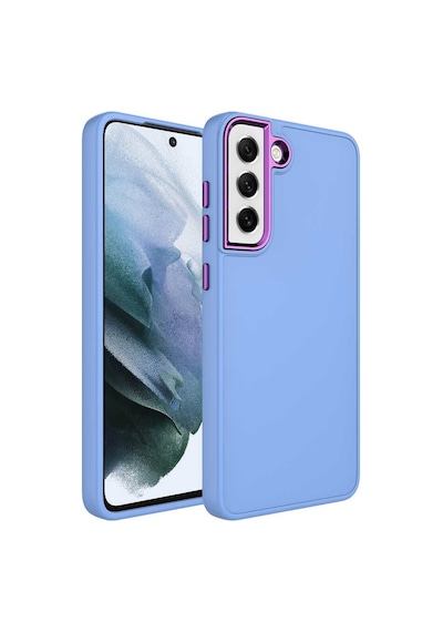 Samsung Galaxy Uyumlu S21 Fe Renkli Metal Kamera Çerçeveli First Class İçi Kadife Lansman Kılıf - Petrol Mavisi