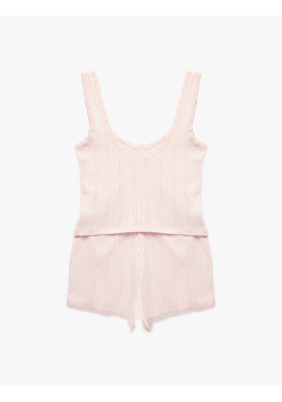 Koton Pamuklu Askılı Şortlu Pijama Takımı Pembe 6slk40182mk