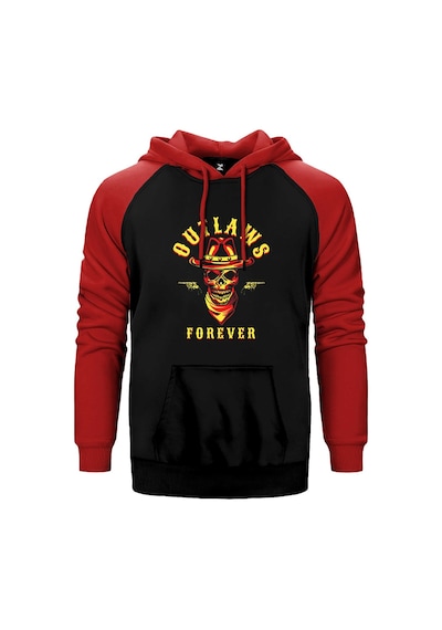 Red Dead Redemption 2 Outlaws Forever Skull Kırmızı Renk Reglan Kol Kapşonlu Sweat Kırmızı