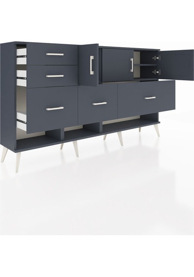 Arges Konsol 3 Raflı 5 Çekmeceli 3 Kapaklı 176x30x99 Antrasit-antrasit Antrasit - Antrasit Arges Konsol 3 Raflı 5 Çekmeceli 3 Kapaklı 176x30x99 Antrasit-antrasit Antrasit - Antrasit