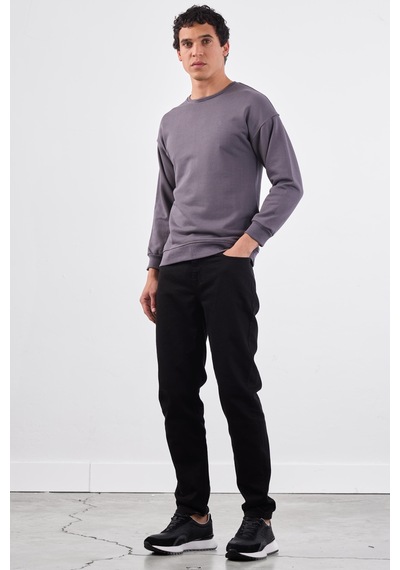 Dufy Antrasit Bisiklet Yaka Regular Fit Erkek Sweatshirt Antrasit
