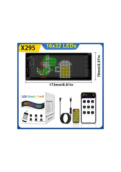 Esnek Led Araç Burcu Bluetooth Uygulama Kontrolü Led Panel Led Matrix Piksel 16x32 Leds 7x17 Cm