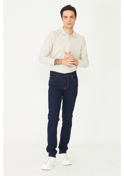 Lacivert Klasik Denim Erkek Jean Pantolon Mavi