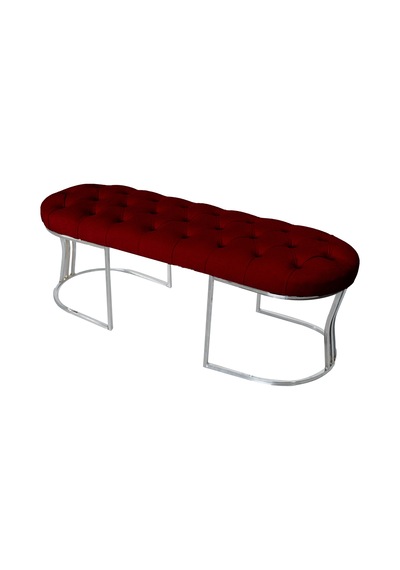 VİEGO SILVER BORDO-Kapitoneli Model Puf&Bench&Koltuk-Oturak-Uzun Makyaj Puff-Yatak Odası Ucu&Önü